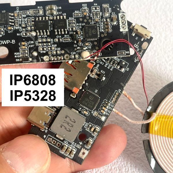 Плата для самостійного виготовлення повербанку на контролері IP6808/ IP5328 швидка зарядка 18W + Бездротова зарядка 10W