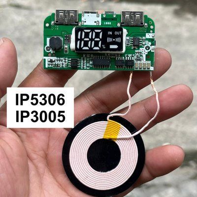 Плата для самостійного виготовлення повербанку на контролері IP5306 звичайна зарядка 10W + Бездротова зарядка 10W