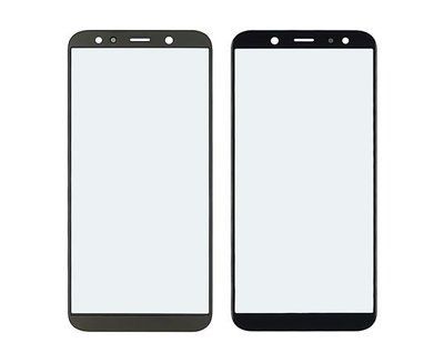 Скло тачскрину з OCA Samsung A600 Galaxy A6 (2018) чорне з олеофобним покриттям, загартоване