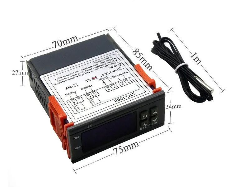 Терморегулятор з датчиком температури STC-1000 12V